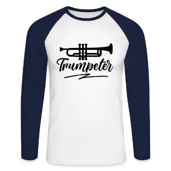 Trompeter Trompeten Trompete Trompetenspieler - Unisex Baseballshirt langarm - Weiß/Navy - Vorne - Nik (191cm)