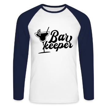 Barkeeper Barmann Bar Beruf Barkeeperin - Unisex Baseballshirt langarm - Weiß/Navy - Vorne - Nik (191cm)