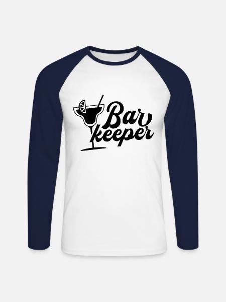 Bartender Barman Bar Profession Bartender - Unisex Long Sleeve Baseball T-Shirt - white/navy