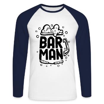 Barmann Barkeeper Barkeeperin Bar Beruf - Unisex Baseballshirt langarm - Weiß/Navy - Vorne - Nik (191cm)