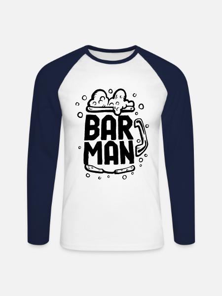 Barman Bartender Bartender Bartender Profession - Unisex Long Sleeve Baseball T-Shirt - white/navy