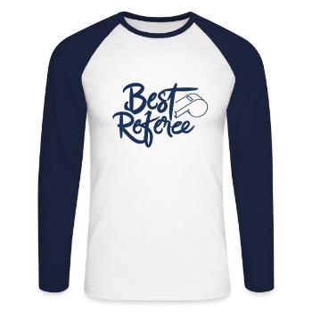 Best Referee Profession Referee - Unisex Long Sleeve Baseball T-Shirt - white/navy - Front - Nik (191cm)