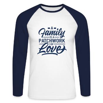 Patchwork Familie Patchworkfamilie Stieffamilie - Unisex Baseballshirt langarm - Weiß/Navy - Vorne - Nik (191cm)