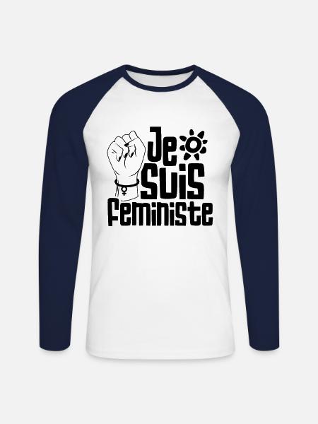 Je suis Feministe Feminismus Feministin Feminist - Unisex Baseballshirt langarm - Weiß/Navy