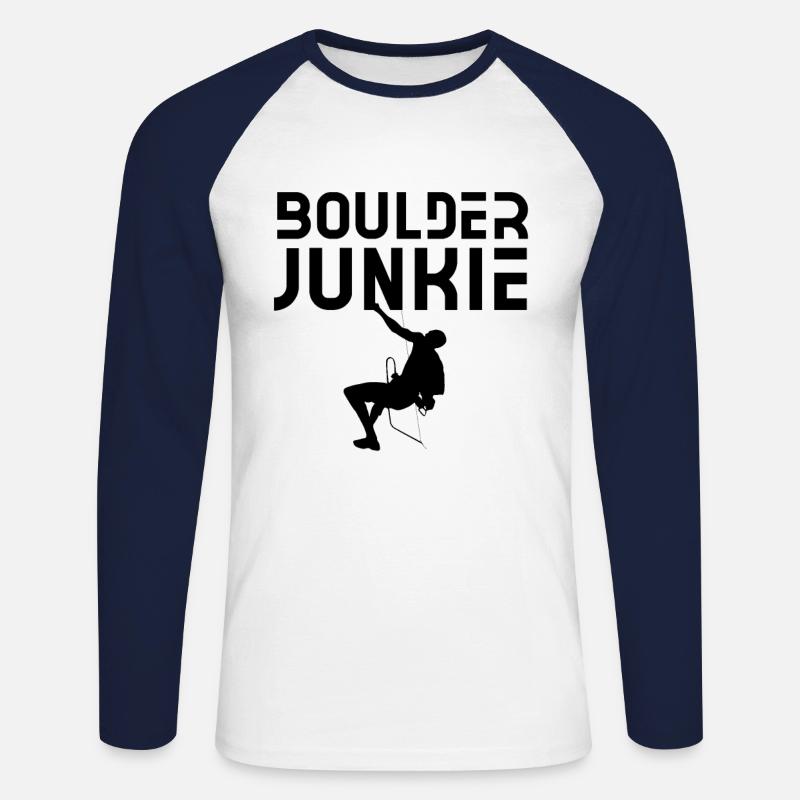 Boulder Junkie Bouldering Boulderer Boulderer - Unisex Long Sleeve Baseball T-Shirt - white/navy