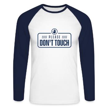 Please do not touch hands away fingers touch - Unisex Long Sleeve Baseball T-Shirt - white/navy - Front - Nik (191cm)