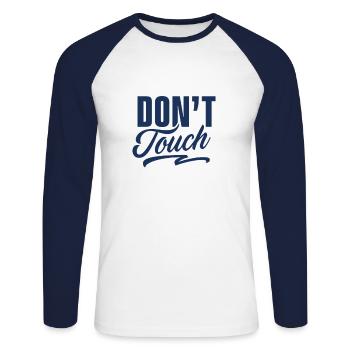 Do not touch hands away Stop Touch fingers - Unisex Long Sleeve Baseball T-Shirt - white/navy - Front - Nik (191cm)