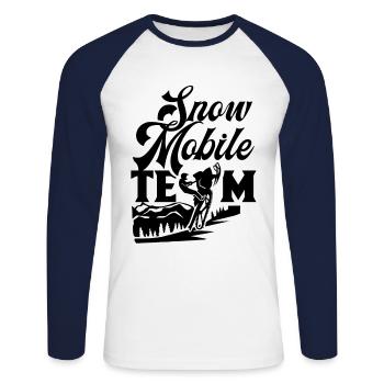 Snowmobile Team Snowmobile Snowmobiles - Unisex Long Sleeve Baseball T-Shirt - white/navy - Front - Nik (191cm)