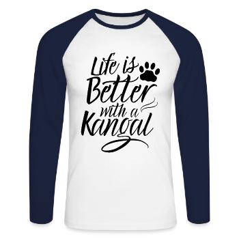La vie Est Mieux Avec Un Kangal Anatol - T-shirt baseball manches longues Homme - blanc/marine - Devant - Nik (191cm)