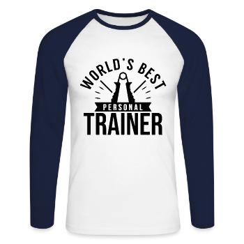 World's Best Personal Trainer Fitness Trainer Gym - Unisex Long Sleeve Baseball T-Shirt - white/navy - Front - Nik (191cm)
