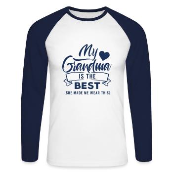 Meine Oma ist die Beste Omi Großmutter Großmama - Unisex Baseballshirt langarm - Weiß/Navy - Vorne - Nik (191cm)