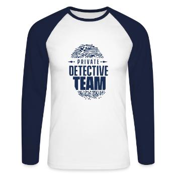 Private Detective Team Private Detective Agency - Unisex Long Sleeve Baseball T-Shirt - white/navy - Front - Nik (191cm)