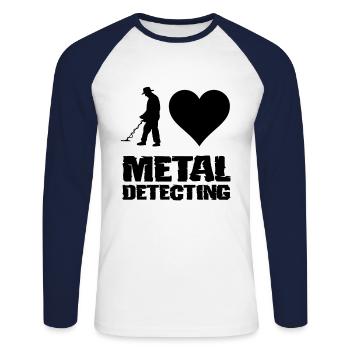 Ich Liebe Metal Detecting Sondengänger Detector - Unisex Baseballshirt langarm - Weiß/Navy - Vorne - Nik (191cm)