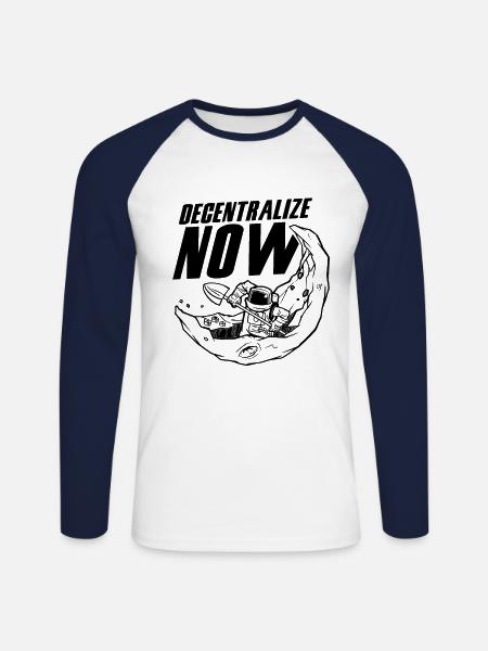 Now Crypto Blockchain Decentralize Crypto - Unisex Long Sleeve Baseball T-Shirt - white/navy