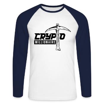 Krypto Millionär Blockchain Crypto Bitcoin - Unisex Baseballshirt langarm - Weiß/Navy - Vorne - Nik (191cm)