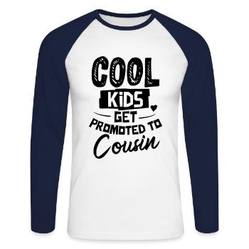 Coole Kinder Werden Zum Cousin Befördert Cousine - Unisex Baseballshirt langarm - Weiß/Navy - Vorne - Nik (191cm)