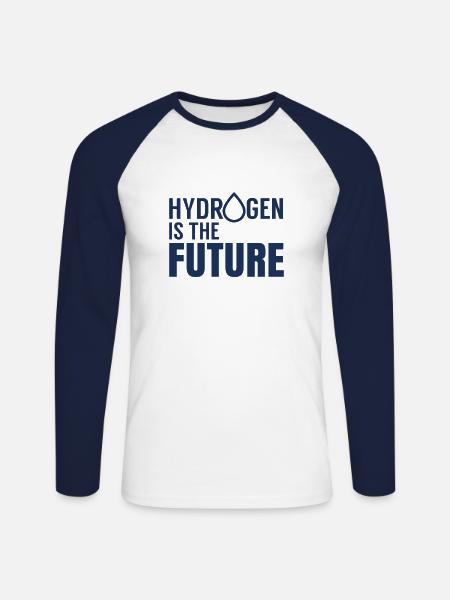 L'idrogeno è il futuro simbolo H Idrogeno - Maglia da baseball a manica lunga da uomo - bianco/navy