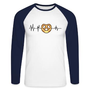 ECG Bretzel Fréquence cardiaque Pretzel Lover - T-shirt baseball manches longues Homme - blanc/marine - Devant - Nik (191cm)