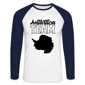 Antarctique Team Penguin Pôle Sud Antarctique Dicton - T-shirt baseball manches longues Homme - blanc/marine - Devant - Nik (191cm)