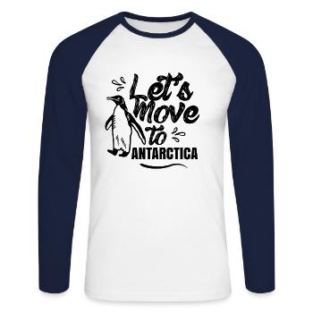 Passons à l’Antarctique Antarctique en disant - T-shirt baseball manches longues Homme - blanc/marine - Devant - Nik (191cm)