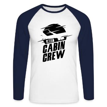 Meilleur agent de bord d’équipage de cabine - T-shirt baseball manches longues Homme - blanc/marine - Devant - Nik (191cm)
