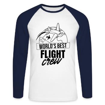 Le meilleur agent de bord steward d’équipage de conduite au monde - T-shirt baseball manches longues Homme - blanc/marine - Devant - Nik (191cm)