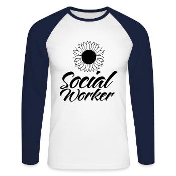 Social Worker Social Worker Profession Social Work - Unisex Long Sleeve Baseball T-Shirt - white/navy - Front - Nik (191cm)