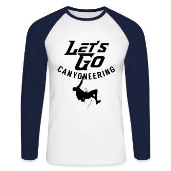 Go We Canyoning Canyon Abseil Canyoneering - Unisex Long Sleeve Baseball T-Shirt - white/navy - Front - Nik (191cm)