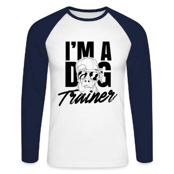 I am a dog trainer dog school dog handler - Unisex Long Sleeve Baseball T-Shirt - white/navy - Front - Nik (191cm)