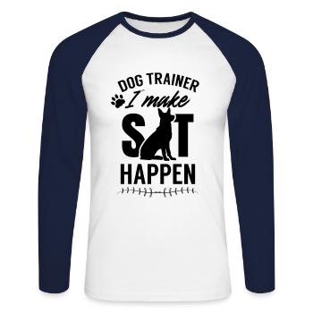 Dog Trainer Saying Dog School Dog Handler - Unisex Long Sleeve Baseball T-Shirt - white/navy - Front - Nik (191cm)
