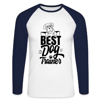 Best Dog Trainer Saying Dog School Dog Handler - Unisex Long Sleeve Baseball T-Shirt - white/navy - Front - Nik (191cm)