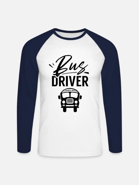Busfahrer Beruf Schulbus - Unisex Baseballshirt langarm - Weiß/Navy