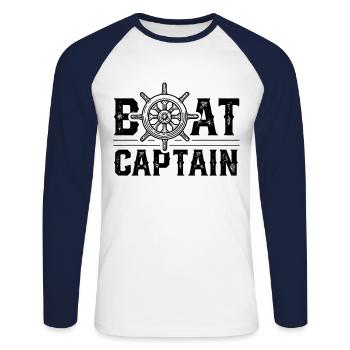 Captain Captain Boat Guide Boat - Unisex Long Sleeve Baseball T-Shirt - white/navy - Front - Nik (191cm)