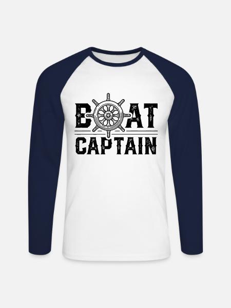 Captain Captain Boat Guide Boat - Unisex Long Sleeve Baseball T-Shirt - white/navy