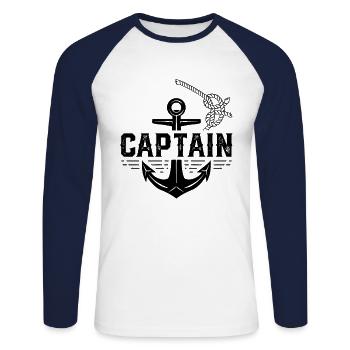 Captain Captain Boat Skipper Skipper - Unisex Long Sleeve Baseball T-Shirt - white/navy - Front - Nik (191cm)