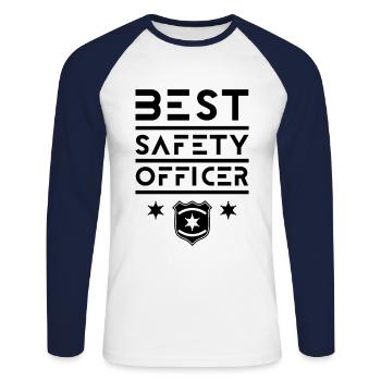 Best Security Officer Security Security - Unisex Long Sleeve Baseball T-Shirt - white/navy - Front - Nik (191cm)