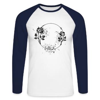 Runder Rosen Rahmen mit Farbflecken - Unisex Baseballshirt langarm - Weiß/Navy - Vorne - Nik (191cm)