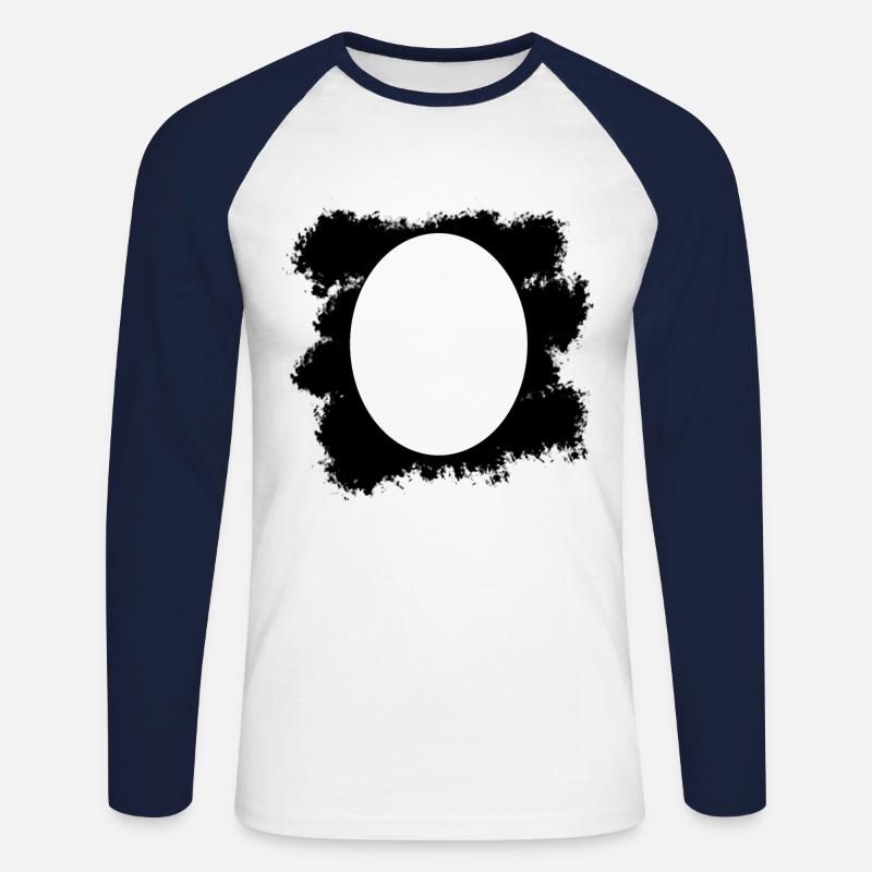 Schwarzer Farbfleck Hintergrund Oval - Unisex Baseballshirt langarm - Weiß/Navy