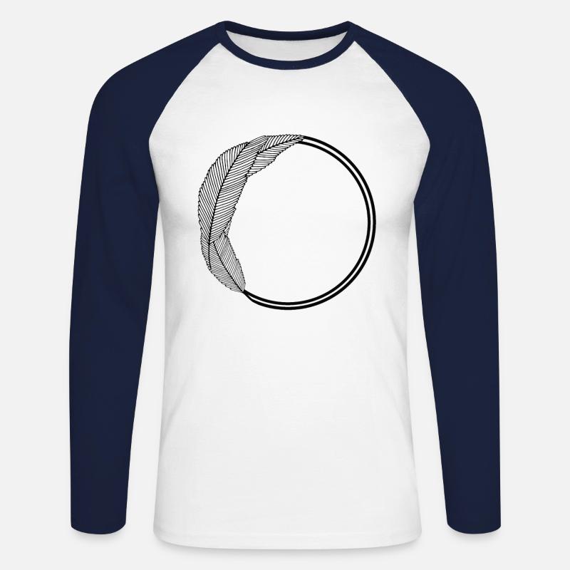 Runder Rahmen mit großen Blättern - Unisex Baseballshirt langarm - Weiß/Navy