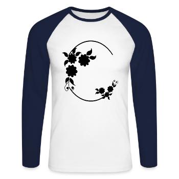 Semicircle with flower decoration frame - Unisex Long Sleeve Baseball T-Shirt - white/navy - Front - Nik (191cm)