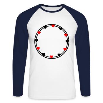 Hearts in round frame decoration Circular - Unisex Long Sleeve Baseball T-Shirt - white/navy - Front - Nik (191cm)