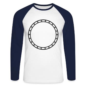 Black circle in snowflake decoration - Unisex Long Sleeve Baseball T-Shirt - white/navy - Front - Nik (191cm)