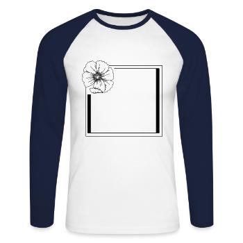 Rahmen mit großer Blumenblüte - Unisex Baseballshirt langarm - Weiß/Navy - Vorne - Nik (191cm)