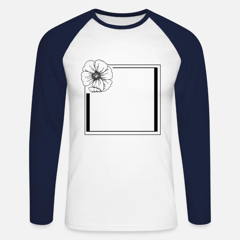 Rahmen mit großer Blumenblüte - Unisex Baseballshirt langarm - Weiß/Navy