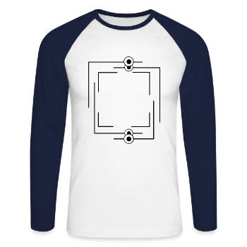 Lignes épaisses Traits fins Cadres - T-shirt baseball manches longues Homme - blanc/marine - Devant - Nik (191cm)