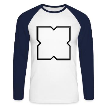 Abstrakte Form Rahmen Deko schwarz - Unisex Baseballshirt langarm - Weiß/Navy - Vorne - Nik (191cm)