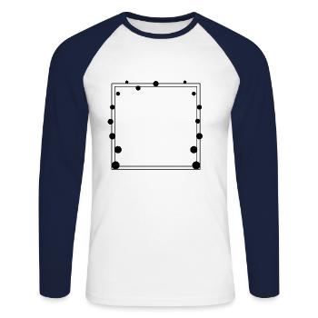 Gepunkteter Rahmen Quadratisch schwarz - Unisex Baseballshirt langarm - Weiß/Navy - Vorne - Nik (191cm)