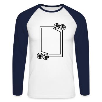 Cool long frame in black decoration - Unisex Long Sleeve Baseball T-Shirt - white/navy - Front - Nik (191cm)