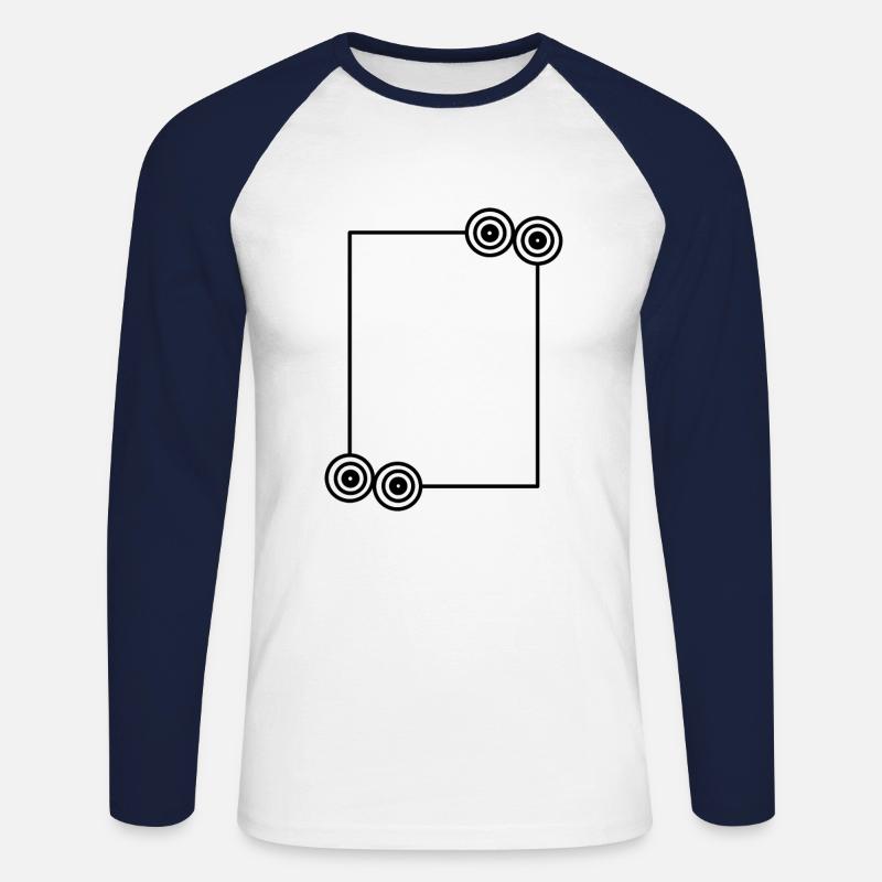 Elongated black frame Basic text - Unisex Long Sleeve Baseball T-Shirt - white/navy