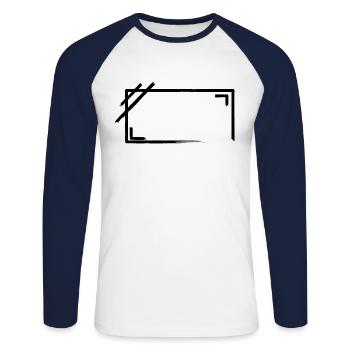 Traits de cadre rectangulaire patinés - T-shirt baseball manches longues Homme - blanc/marine - Devant - Nik (191cm)